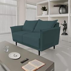 Imagem de Sofá 2 Lugares Veludo Verde Pietro Base em Madeira Maciça