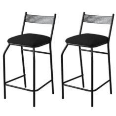 Imagem de Kit 2 Banquetas Gourmet Para Bancada Ou Cozinha Ibiza Preto