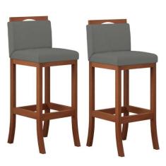 Imagem de Conjunto 2 Banquetas Baixa em Madeira Maciça Londres CCS Interiores