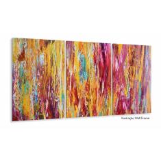 Imagem de Quadro Abstrato Colorido Artístico Escritório Tecido 3 Peças