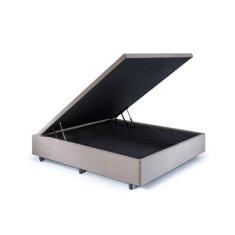 Imagem de Base Box Baú Viúva em Suede 120x203x42cm Bege