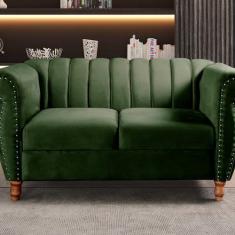 Imagem de Namoradeira Realeza Sofá Chesterfield Decoração Sala Recepção Estilo Retrô Verde