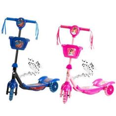 Imagem de Patinete Infantil Luz De Led 3 Rodas Com Cesta Rosa Ou Azul - Camppor