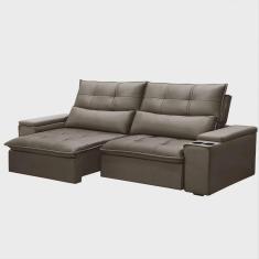 Imagem de Sofá Retrátil Reclinável 3 Lugares 230cm Moritz F05 Veludo Castor - Mpozenato