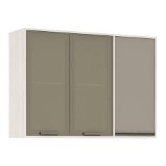 Imagem de Armário Aéreo de Cozinha 120 cm 1 Porta Fechada 2 Portas com Vidro Reflecta Linea Luciane Móveis