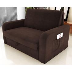 Imagem de Sofá Cama Com Baú 2 Lugares Harry Suede Marrom