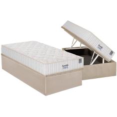 Imagem de Cama Box Baú Solteiro: Colchão Molas Plumatex MasterPocket Ensacadas Miami + Base CRC Suede Clean(88x188)
