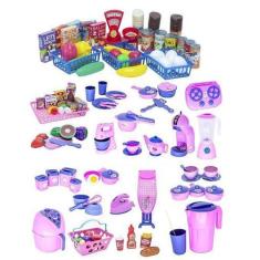 Imagem de Cozinha Infantil Completa Mercadocomida Fogão Airfryer 114Pç - Altimar