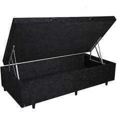 Imagem de Cama Box Com Baú Solteiro Suede Preto (Blindado)