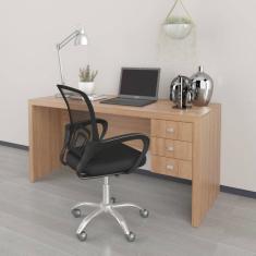 Imagem de Mesa para Escritório 3 Gavetas Me4113 com Cadeira Diretor Tela Mesh Tok 3310 Amendoa