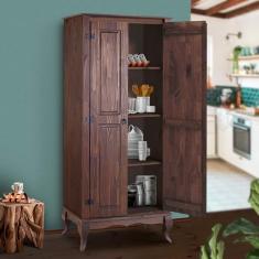 Imagem de Armário de Cozinha Antigo Madeira Maciça Pés Luis XV Marrom JM Móveis