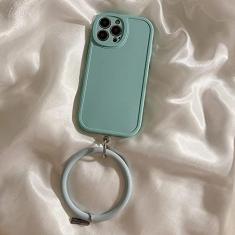 Imagem de Capa portátil com alça para iPhone 13 Mini 12 11 Pro Max XS XR X 8 7 Plus SE 3 Capa de pulseira de silicone com laço de pulso, verde menta, para iPhone 12 Pro