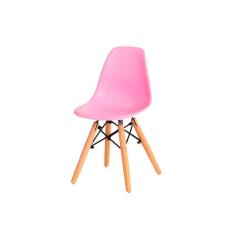 Imagem de Cadeira Infantil Eames Braço Polipropileno Base Madeira Flórida Kids Fratini Móveis Rosa
