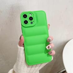 Imagem de Capa de silicone com jaqueta macia para iPhone 11 12 13 14 Pro Max XS X XR 7 8 Plus Capa traseira à prova de choque Candy Bumper, verde fluorescente, para iphone XS