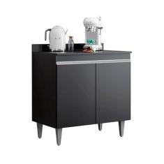 Imagem de Balcão Cozinha Preto 80cm 2 Portas - Belliv Decor