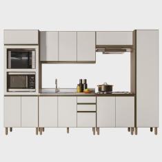 Imagem de Armário de Cozinha 6 Peças Com Pia 120cm Jessy N03 Carvalho/Off - Mpozenato