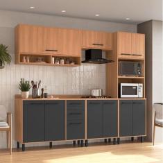 Imagem de Cozinha Modulada Havana 5 Peças com Tampo 11 Portas e 2 Gavetas Rovere/Grafite