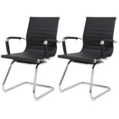 Imagem de Kit 2 Cadeiras De Escritório Interlocutor Fixa Baixa Stripes Esteirinh