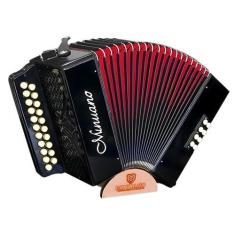Imagem de Acordeon 8 Baixos Minuano 21 Botões All Black Sanfona, Botões Creme