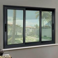 Imagem de Janela Elite 3 Folhas Moveis Sequenciais 120 X 200 Vidro Liso Preto