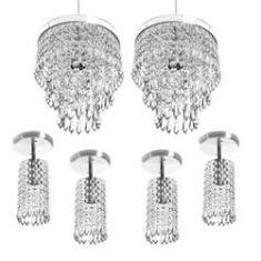 Imagem de kit 2 Pendente Cristal Acr.Manucrilic + 4Lustre Clearcrilic