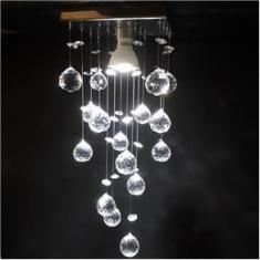 Imagem de lustre de cristral legitimos k9,40cm de altura,base de inox 14x14cm,com lampada inclusa