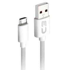 Imagem de Cabo USB-MICRO USB 2M 2A CB-M21WH Branco C3PLUS C3 TECH