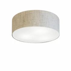 Imagem de Plafon Cilíndrico Md-3046 Cúpula em Tecido 35x12cm Rustico Bege - Bivolt