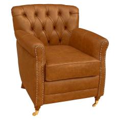 Imagem de Poltrona Decorativa Sala de Estar Níger Pés Príncipe Couro Mel - Gran Belo