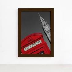 Imagem de Quadro Londres Big Ben Foto Telephone Moldura Marrom 33x43cm