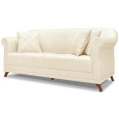 Imagem de Sofa 2 Lugares Retro Polo 160cm Com Almofada Linho Perola Ezz Perola