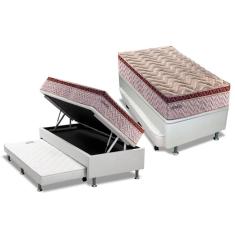 Imagem de Conjunto Box Baú Solteiro Colchão Molas Paropas Masterpocket Esplêndido + Base Crc Courano Branco(88x188)