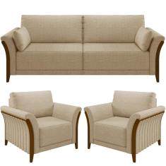 Imagem de Kit Sofá 03 Lugares 222Cm Com 02 Poltronas M03 Bege Escuro
