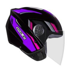 Imagem de Capacete Feminino Aberto Ebf Spark Jet Sting Preto e Lilás Brilhante M