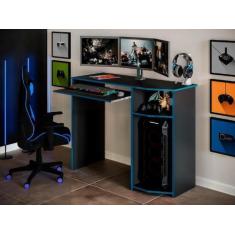 Imagem de Mesa / Escrivaninha Gamer Com Prateleira Para Teclado Retrátil e Nicho