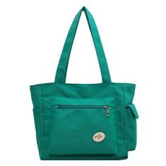 Imagem de Bolsa feminina de lona, bolsa casual com zíper, bolsa de ombro de grande capacidade com bolsos, bolsa transversal casual para mulheres, Branco
