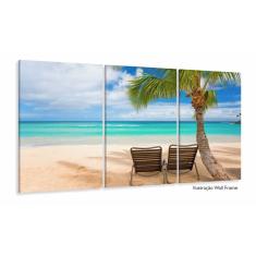 Imagem de Quadros Decorativos Praia Viagem 120x60 3 peças em Tecido