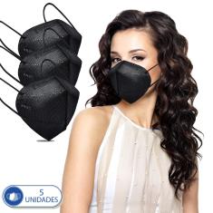 Imagem de Kit 5 Máscaras Descartáveis KN95 PFF2  com Clip Nasal e Elástico Auricular