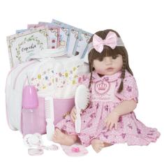 Imagem de Boneca Reborn Realista Grande Que Pode Dar Banho Menina 52cm