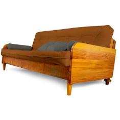 Imagem de Sofá Cama Paris Sarja Caramelo Madeira Maciça Alto Padrão - R9 Design