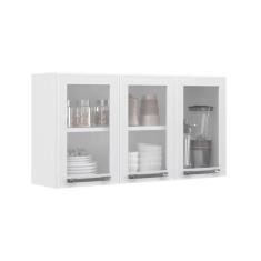Imagem de Armário Aéreo De Cozinha Branco 3 Portas Com Vidro Florença