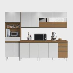 Imagem de Armário De Cozinha Completa Com Vidro Reflecta 3 Gavetas Clara Atacama - Branco Aramóveis