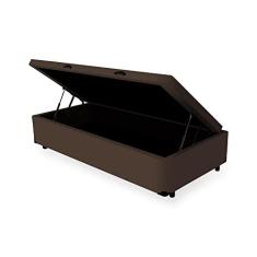 Imagem de Cama Box Baú Solteirão King Blindado Linhão Marrom 203X96X44 Cm