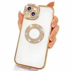Imagem de Capa de strass brilhante para iPhone 11, capa luxuosa com design de diamante brilhante para meninas e mulheres, borda de revestimento macio transparente com lente de câmera proteção à prova de choque