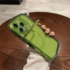 Imagem de Lente da câmera invisível suporte dobrável anel suporte capa de telefone para iPhone 14 13 12 11 Pro Max Plus Transparent Candy Soft Back Cover, H, para iPhone 14