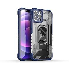 Imagem de Estojo à prova de choque resistente blindado blindado para iPhone 11 12 13 Pro Max 13 Mini anel magnético de metal com suporte traseiro, azul, para iPhone 11 Pro