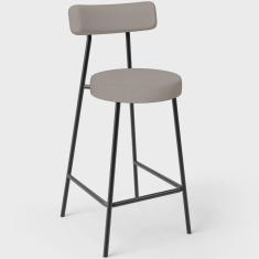 Imagem de Banqueta Baixa Para Cozinha Sala De Jantar Bar Bancada Milão L02 Linho Bege - Lyam Decor