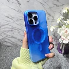 Imagem de Capa de pintura colorida para iPhone 14 Plus 14pro para iPhone 14 13 Pro Max Carregamento magnético sem fio Capa à prova de choque, Azul, Para iPhone 14 Promax