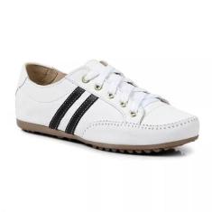 Imagem de Mocatênis Feminino Em Couro Legítimo Cor Branco Mod.103 - Izabela Araú