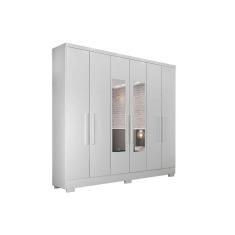 Imagem de Guarda Roupa Casal 6 Portas e 2 Gavetas c/ Espelho e Pés Milly/Veneza Branco - Novo Horizonte